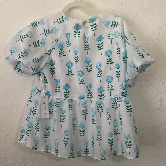 J Marie Cotton Peplum Top with Puff Sleeves NWT - Picture 6 of 6